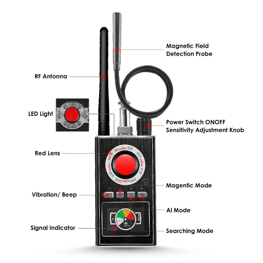 K88 Multi-function GSM Audio Bug GPS Signal RF Tracker Detect Finder Hidden Detector and wireless Anti Spy Camera